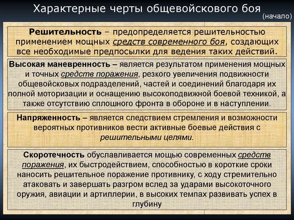 Подготовка и ведения боевых действия. Способы ведения современного общевойскового боя. Черты современного общевойскового боя. Характерные черты общевойскового боя. Характеристика современного общевойскового боя.