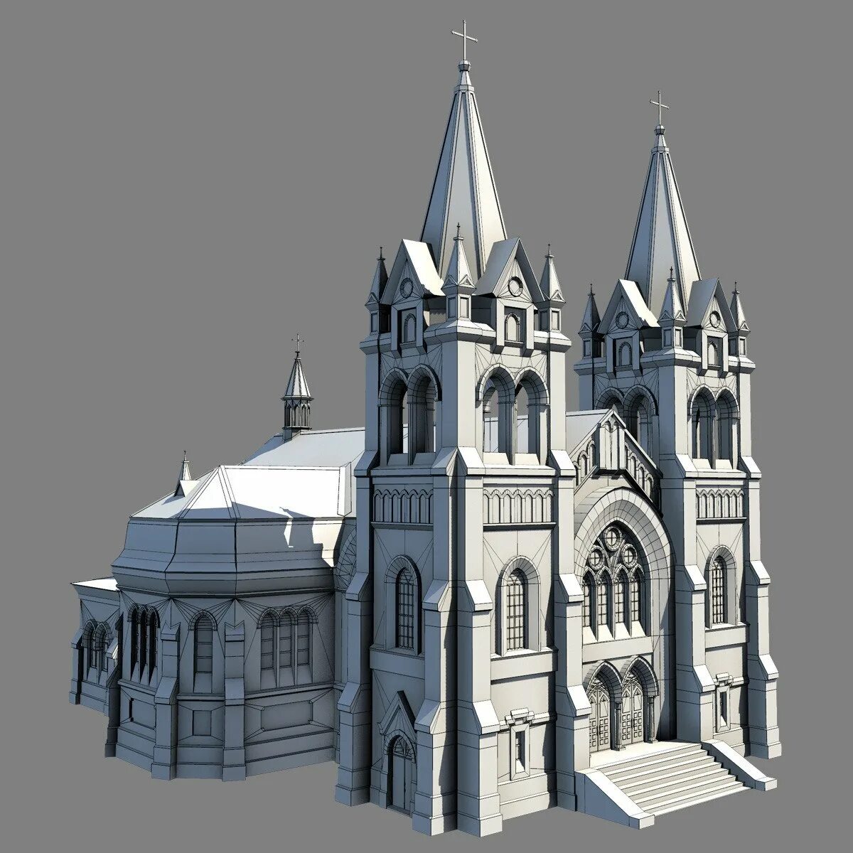 Gothic Cathedral 3d model. Архитектура Готика референс. Церковь Низкополигональная модель. Зд здания