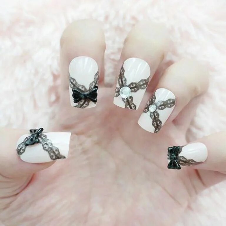 Маникюр с бантиками на ногтях фото дизайн AS MINA CURTE Unhas decoradas, Unhas desenhadas, Unhas bonitas
