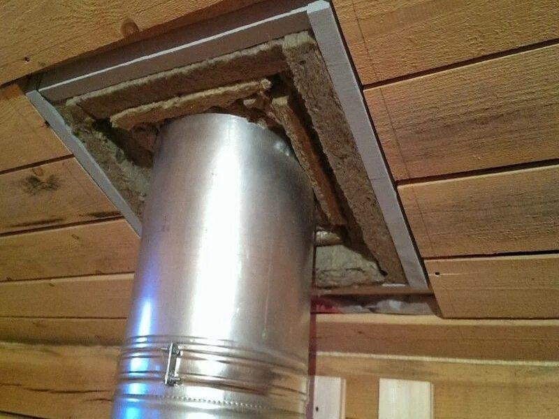 Труба в деревянной бани