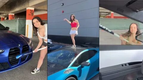 TikTok Girl Trashes Pricey Cars To Get Views.
