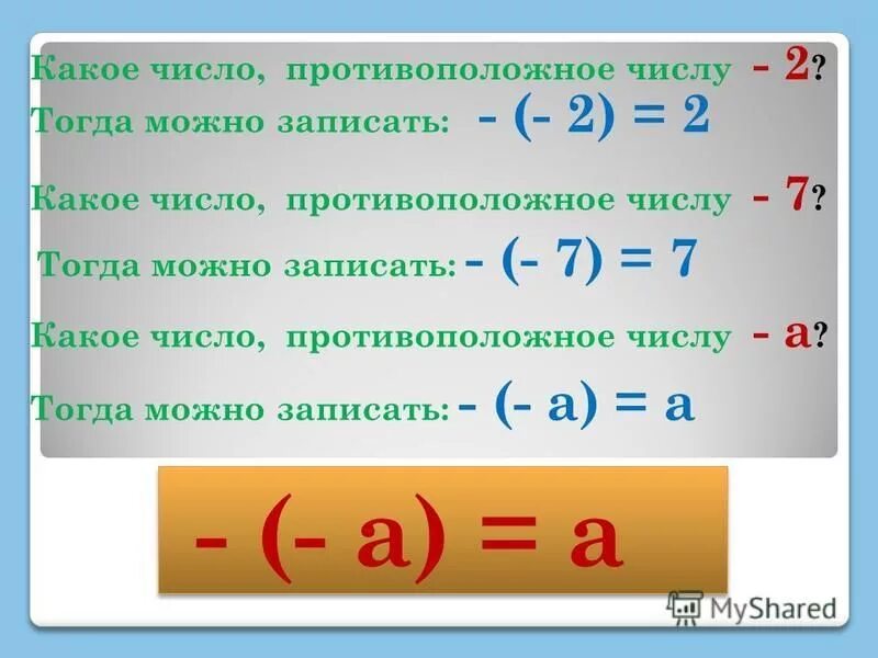 Какое число противоположно положительному числу