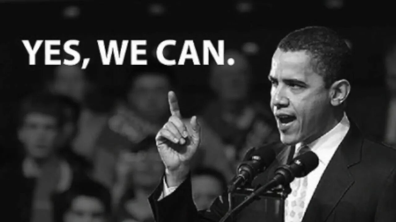 Yes you can Барак Обама. Обама we can. Лозунг Обамы. Yes we can.