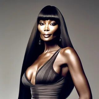 Потрясающе красивая модель Наоми Кемпбел в возрасте 45 лет - с длинным темн...