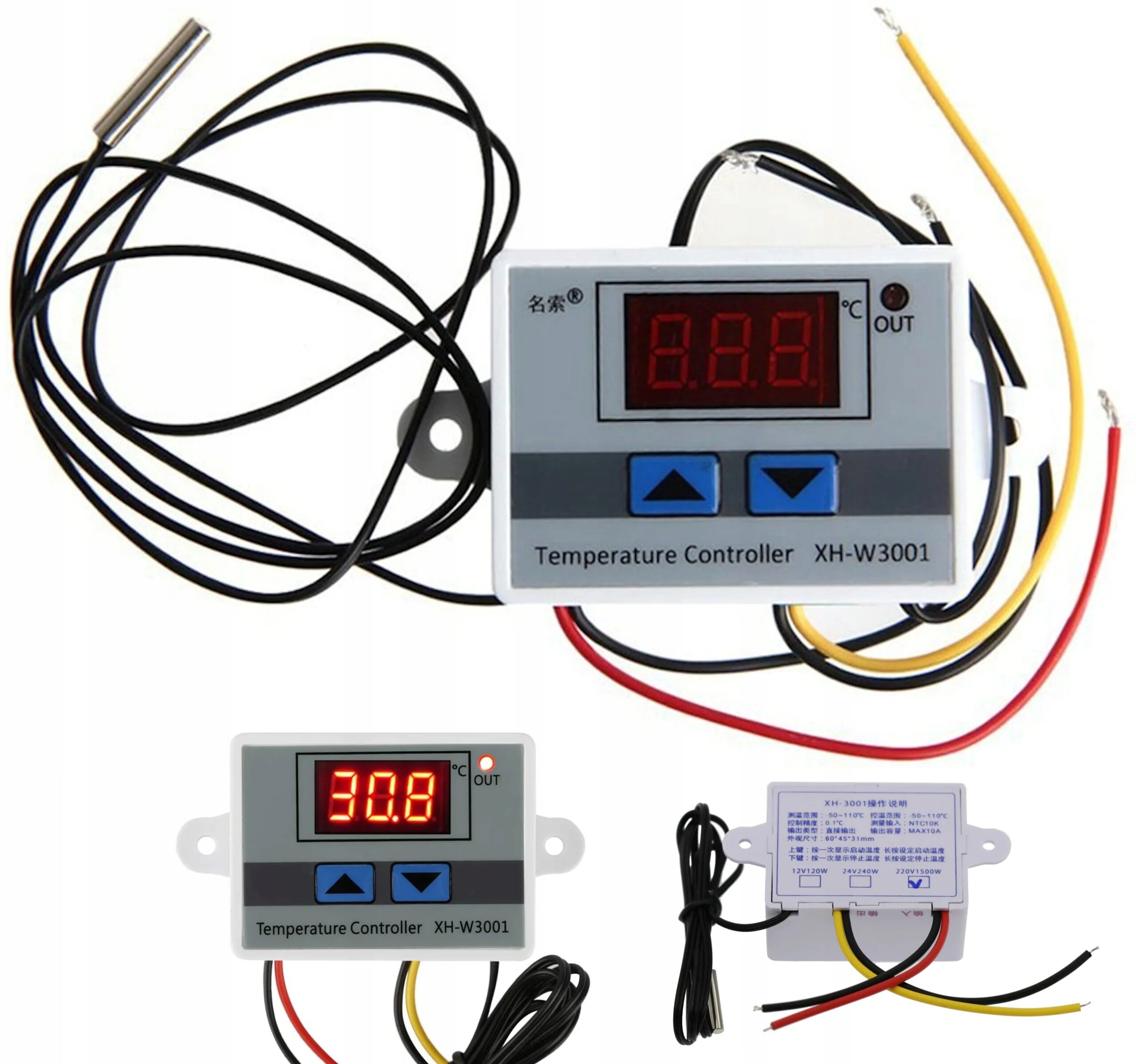 Терморегулятор с выносным датчиком температуры. Терморегулятор XH-w3001. Терморегулятор XH-w3001 220v. Цифровой регулятор температуры XH-w3001. XH-w3001 цифровой термостат.