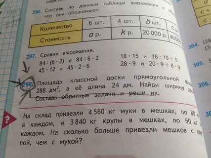 Площадь классной доски прямоугольной