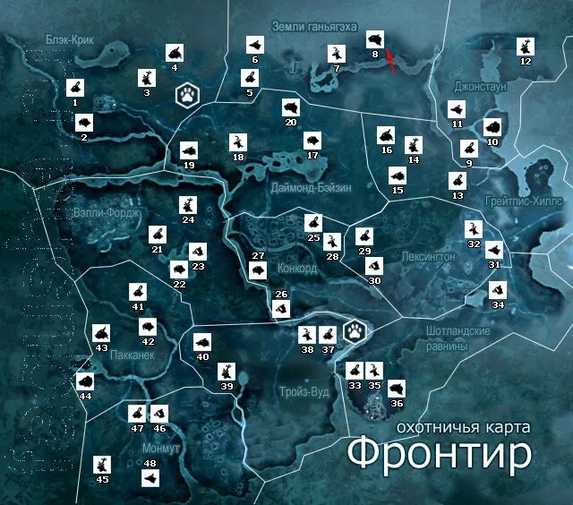 Где найти карт. Карта фронтира assassins creed 3. assassin&#039;s creed 3 карта охоты. охотничья карта в assassins creed 3 фронтир. assassins creed 3 карта животных фронтир.