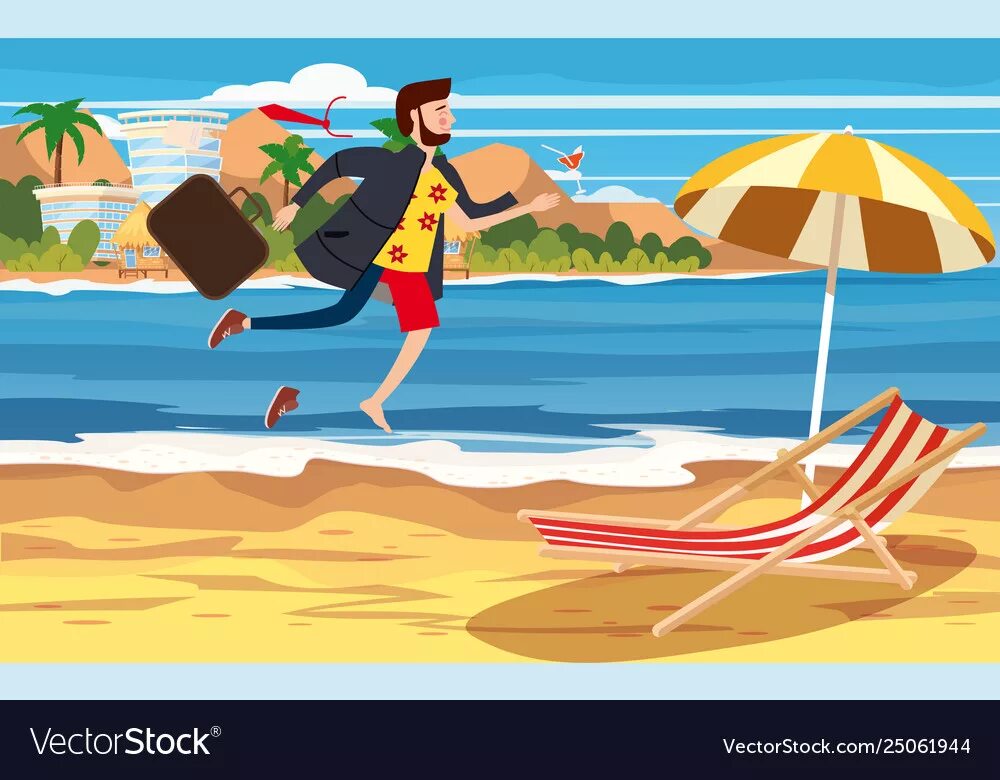 Off to vacation. Труд и отдых. Off to vacation. Вектор офис человек бежит. Idiomland bury your head in the sand.