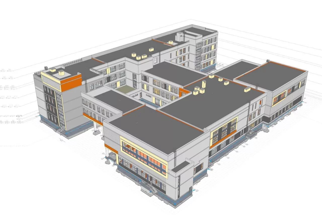 BIM проекты в Renga. Проект школы на 1000 мест. 3d проект школы. 3д модель школы.