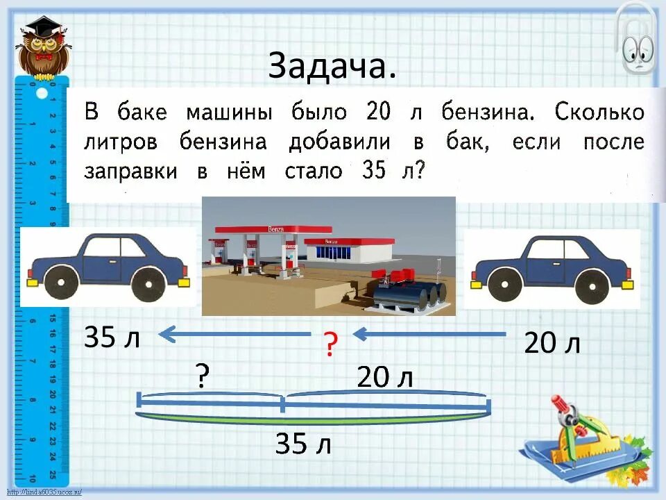 Задача автомобиль. Задачи с автомобилями. Задача по математике про машины. Задача в баке было. Задача про машины 2 класс по математике.