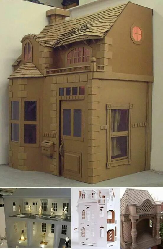 DIY Cardboard Playhouse - papelisimo.es - Casa de juegos reciclando cartón Manua