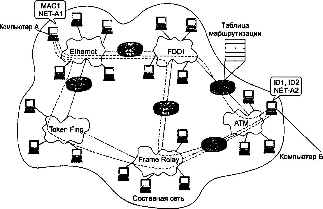 Сетевой уровень. Составная сеть. Уровни локальной сети. Пример составной сети. Сетевой ямк