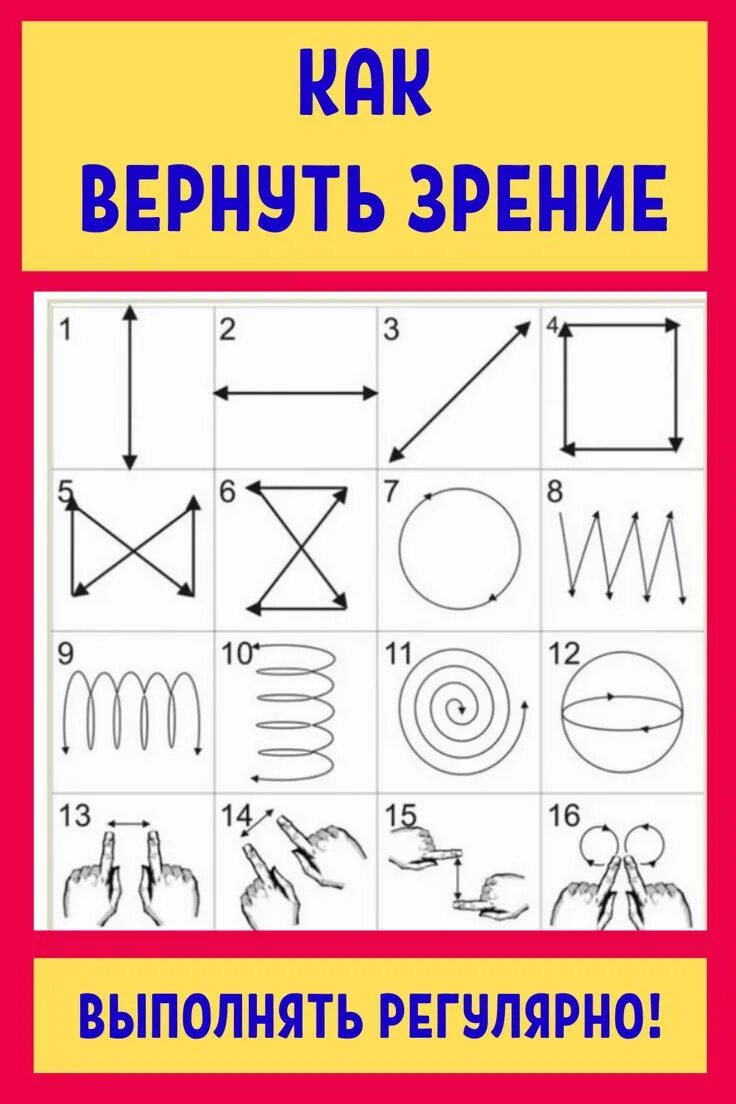 Восстановить зрение. Как вернуть зрение. Гимнастика для глаз. Схема гимнастики для глаз.