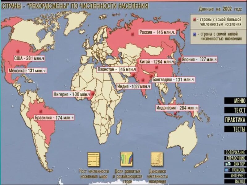 Контурная карта численность населения