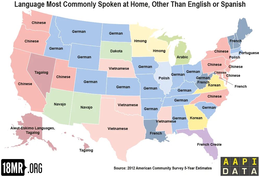 Spoken language перевод. Карта языков США. Языки Штатов США. Языки США карта. Штаты США на английском.