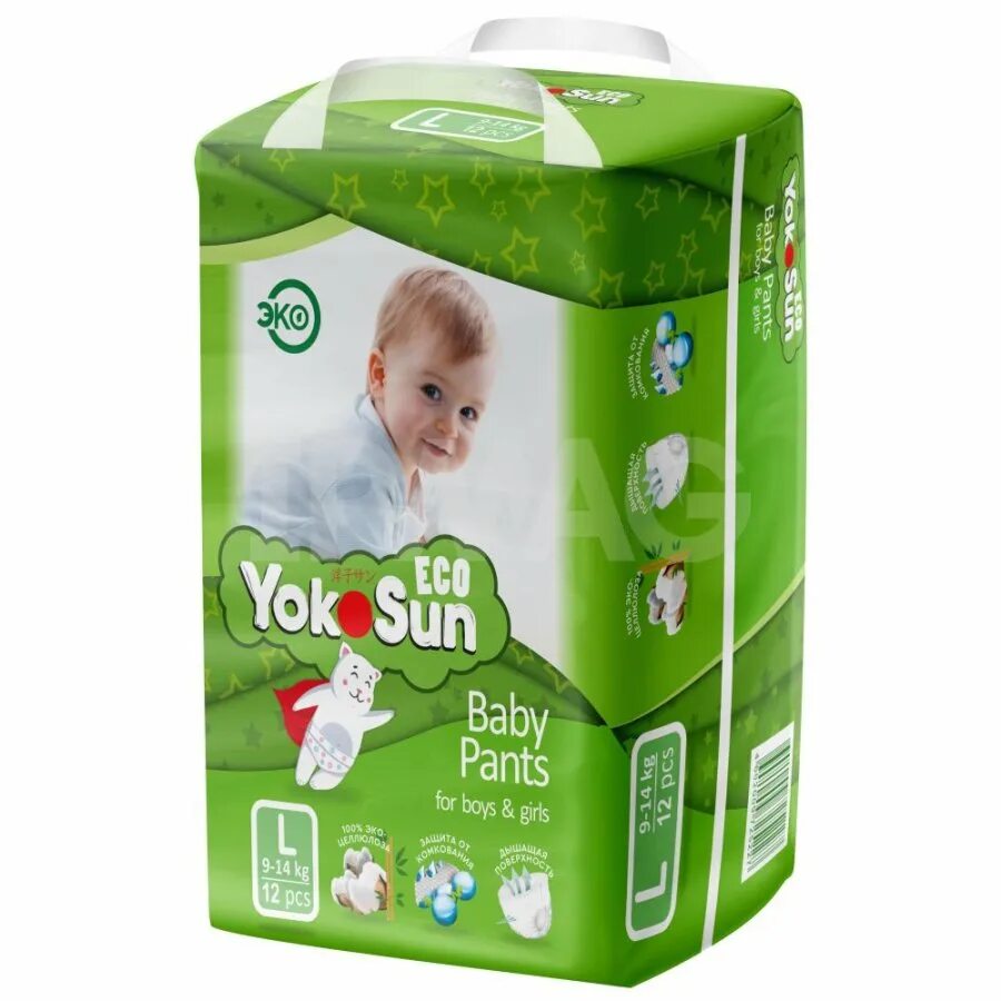 Подгузники YOKOSUN Eco. Йоко Сан подгузники XL. Подгузники Йокосан 9-14 кг.