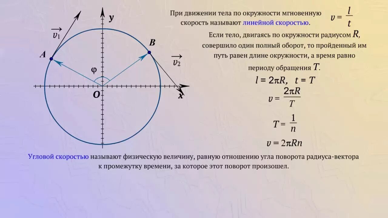 Скорость точки по окружности формула. Движение по окружности линейная угловая скорость ускорение. Угловая скорость движения по окружности формула. Линейная скорость при движении по окружности. Угловая скорость при равномерном движении по окружности.