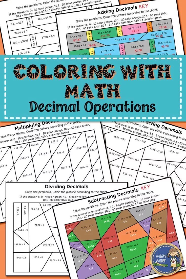 Colour the answers. Operations with Decimals. Decimal Math. Math Operations. Math Maze Decimal.