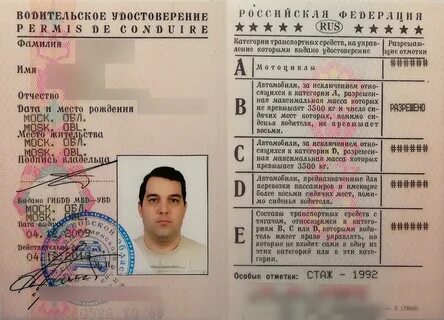 Особые отметки в правах категории в