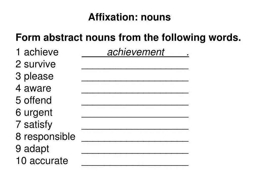 Word formation form noun with the suffixes. Abstract Nouns suffixes. Compound Nouns в английском упражнения. Abstract Nouns образование в английском языке. Noun form.