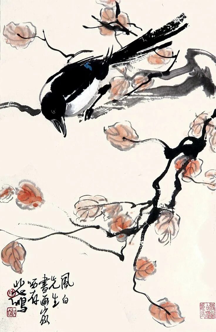 Го хуа. Китайская живопись у-син,гохуа. традиционная китайская живопись гохуа. гохуа китайская живопись птицы. усин китайская живопись.