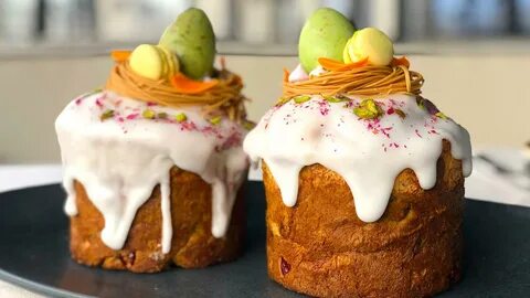 Кулич с белым шоколадом и фисташковым кремом
