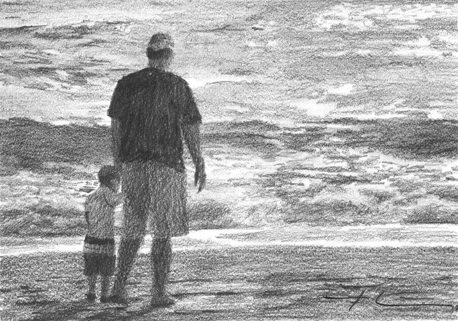 Рассказ папа дзен. Отец и сын карандашом. Отец и сын рисунок. Нарисовать отца и сына. Одиночество без папы.