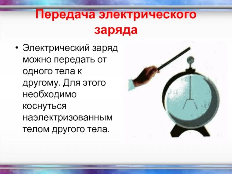 Какие заряды могут быть переданы телу. Передача заряда от одного тела к другому. Как можно передать заряд от одного тела к другому. Электризация тел при соприкосновении взаимодействие заряженных тел. Заряд от одного тела к другому может передаваться при.