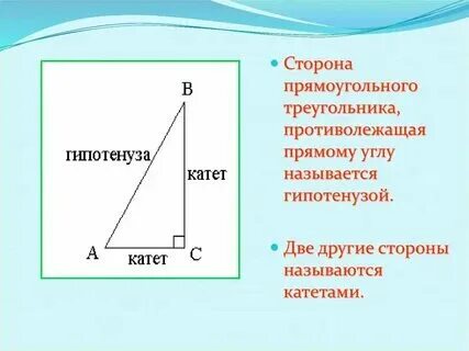 Свойства сторон прямого треугольника