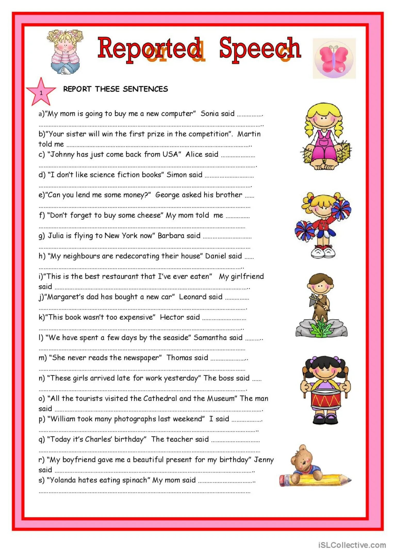 These are difficult sentences. Reported Speech Worksheets Elementary. Reported Speech Statements Worksheets. Reported Speech present Worksheets. Reported Speech в английском языке Worksheets.