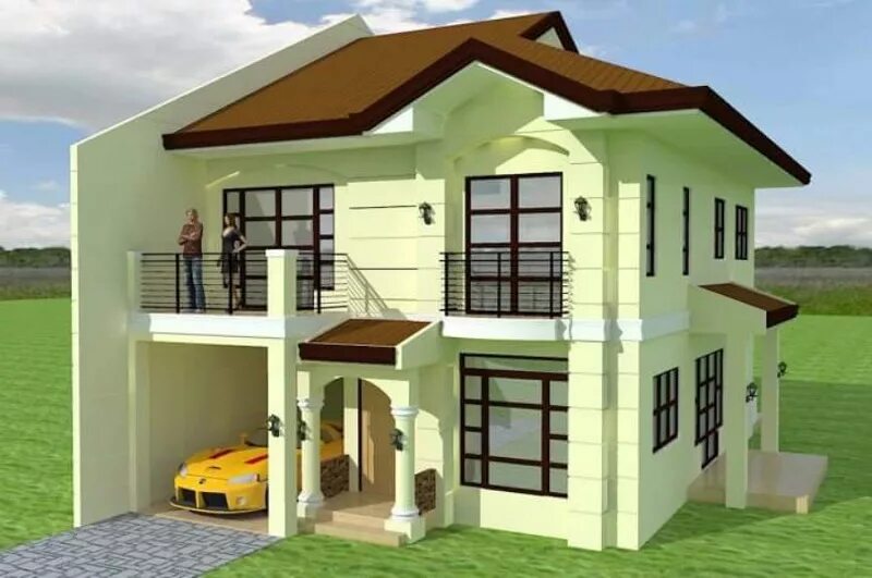 Макеты домов из дерева. Дом 2х этажный с балконом. Дом в разрезе. Двухэтажный дом 10х10 с гаражом. Красивые фасады.