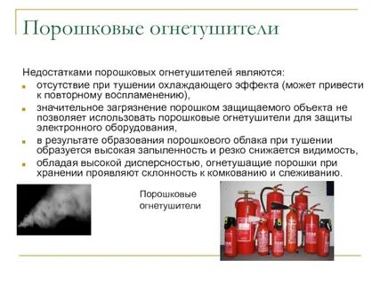 Недостатки огнетушителей