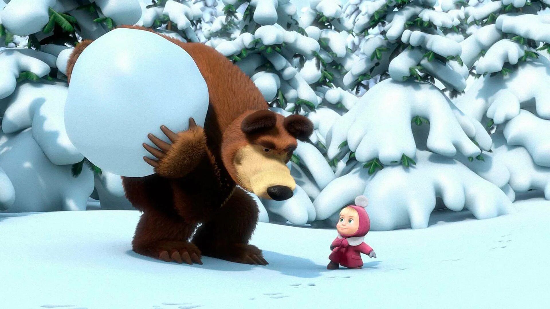 Снежный мишка игра. Маша из мультика Маша и медведь зима. Маша из мультика Маша и медведь зимой. Маша и медведь 2009.