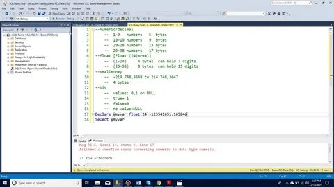 Типы чисел в sql