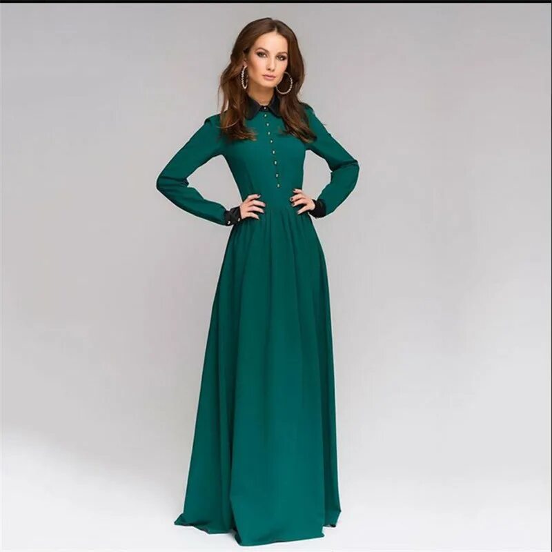 Платье Lucio макси зеленое. Длинное платье. Платье с длинными рукавами. Платье длинное с длинным рукавом.