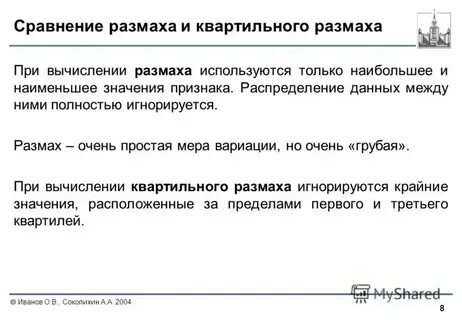 Вычислить размах данных