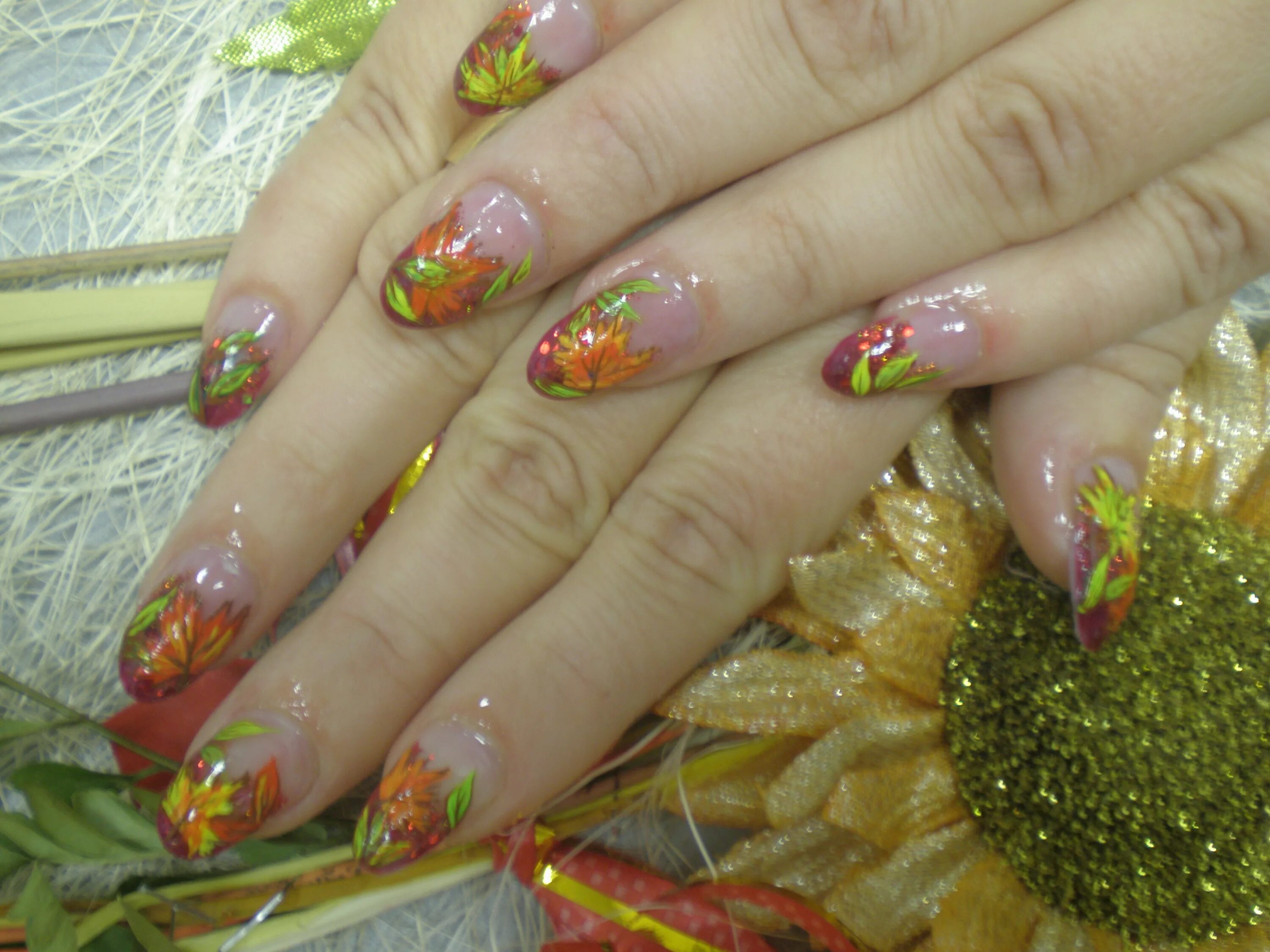 Autumn Leaf Nails Fall nail art, Fall nail designs, Thanksgiving nail art