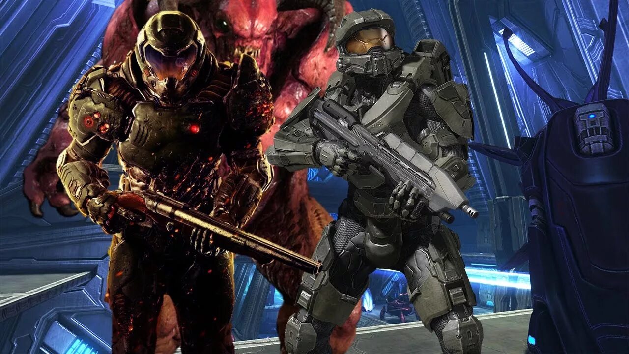 Doom vs. Doom vs halo. костюм halo vs doom. halo думгай. мастер чиф дум.