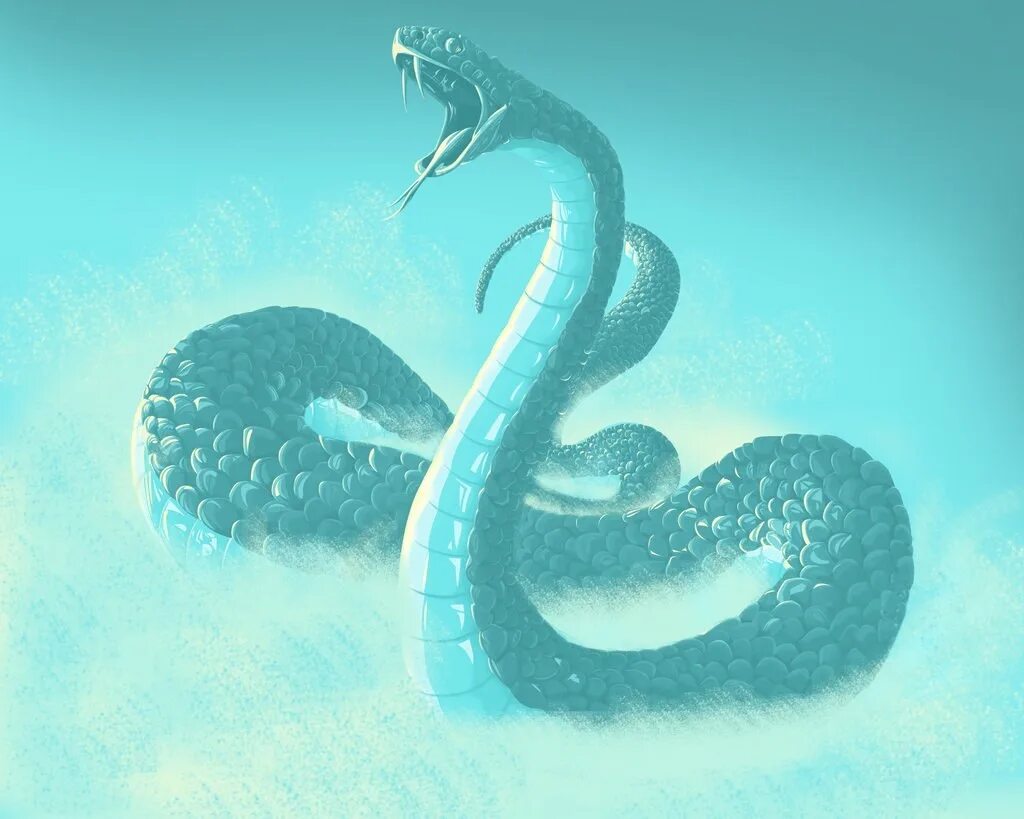 Змея 4 2023. Водяной змей. Змея арт. Ледяная змея. Водяная змея арт.