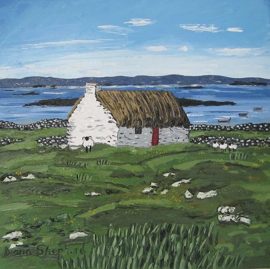 Ирландия картины. Ирландские овечки. картина маслом ирландия. home in ireland painting.