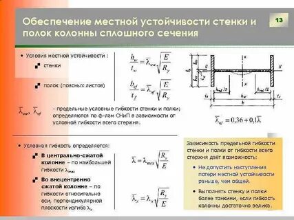 Сечения стенки