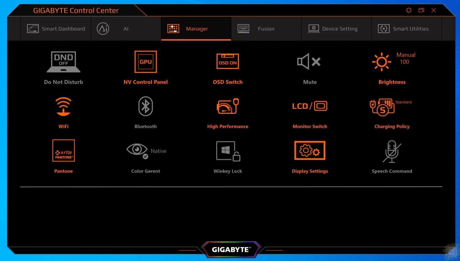 Spb gigabyte support ru. Control Center для ноутбука Gigabyte g5. AORUS Control Center для ноутбука. Центр управления Gigabyte. Панель управления Gigabyte.