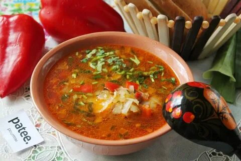 Щи с капустой помидором и перцем