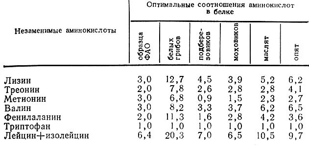 Состав гриба белок