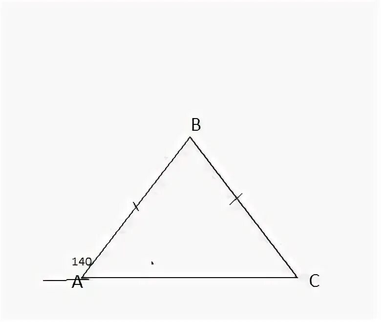Один из углов равнобедренного треугольника равен 140