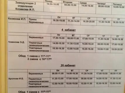 График женской консультации г