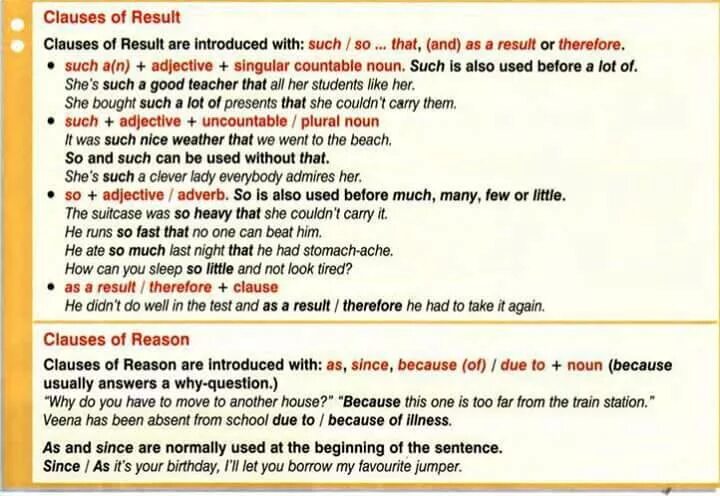 Clauses of reason в английском. Clauses of Result в английском языке. Clauses of Result правило. Reason and Result Clauses. Слово such