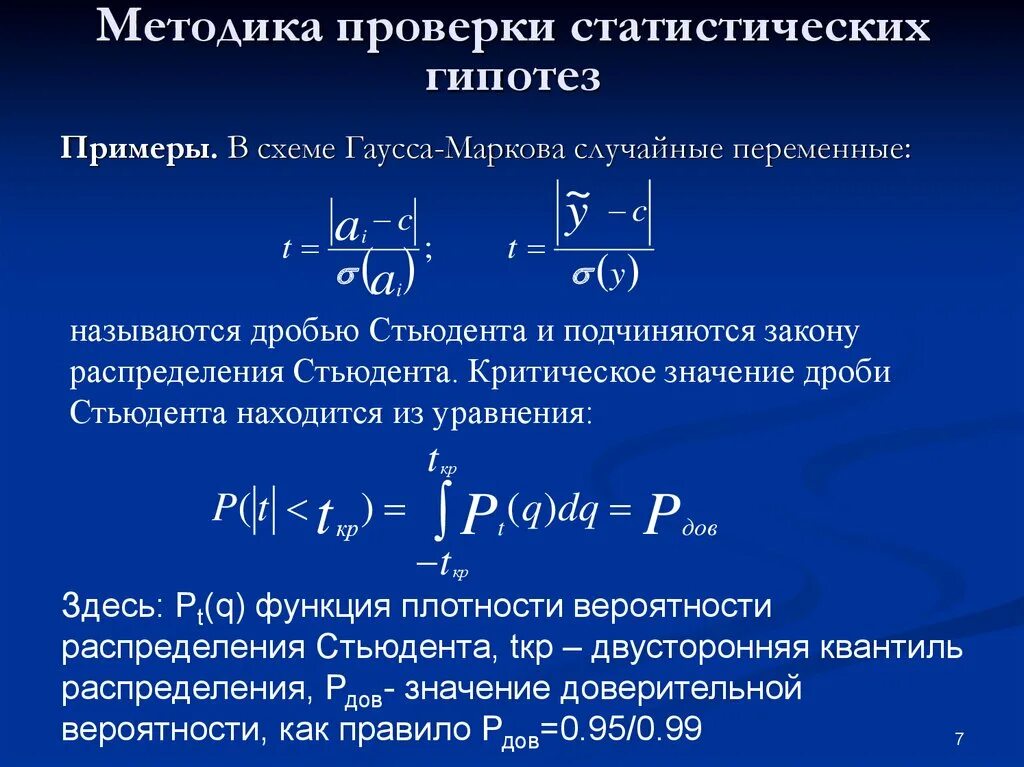 Цель проверки гипотез