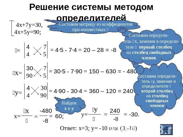 Решите систему 5х у 7. Решите систему уравнений 4х-7у 30 4х-5у 90. решить систему четырьмя методами определителей. 4х +7у =90.