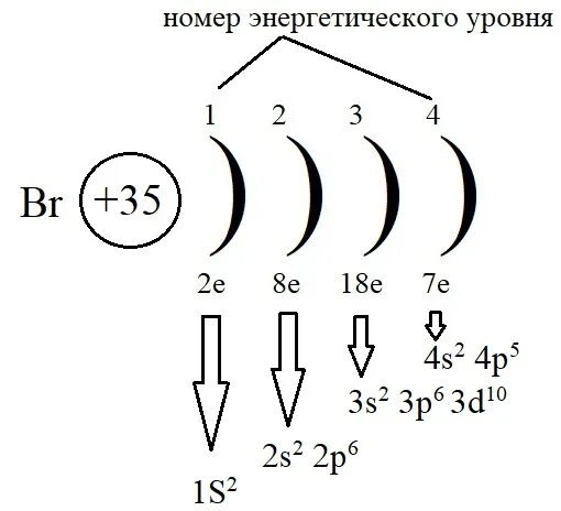 Внешний электронный слой брома. Строение электронной оболочки брома схема. Строение атома уровни и подуровни. Схема строения атома брома. Строение электронных оболочек атомов брома.